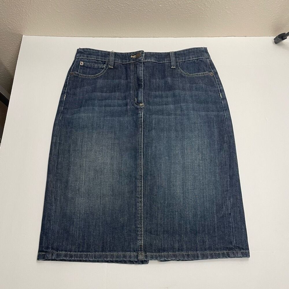 Boden Denim Dark Wash Knee Length Jean Skirt Size 8 - Picture 9 of 9